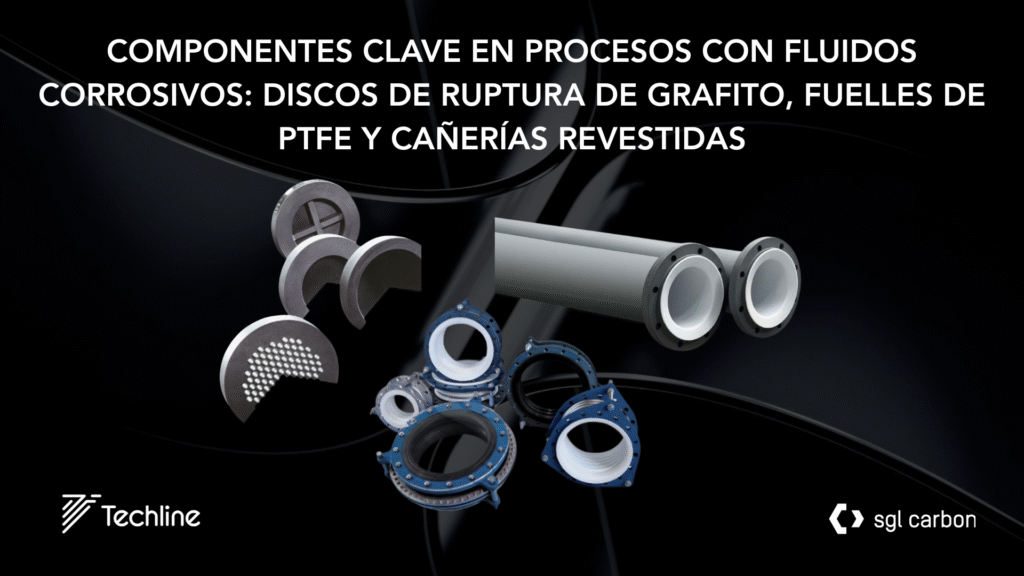 Componentes clave en procesos con fluidos corrosivos: discos de ruptura de grafito, fuelles de PTFE y cañerías revestidas discos de ruptura